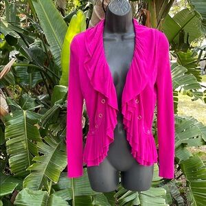 cache ruffle front cardigan